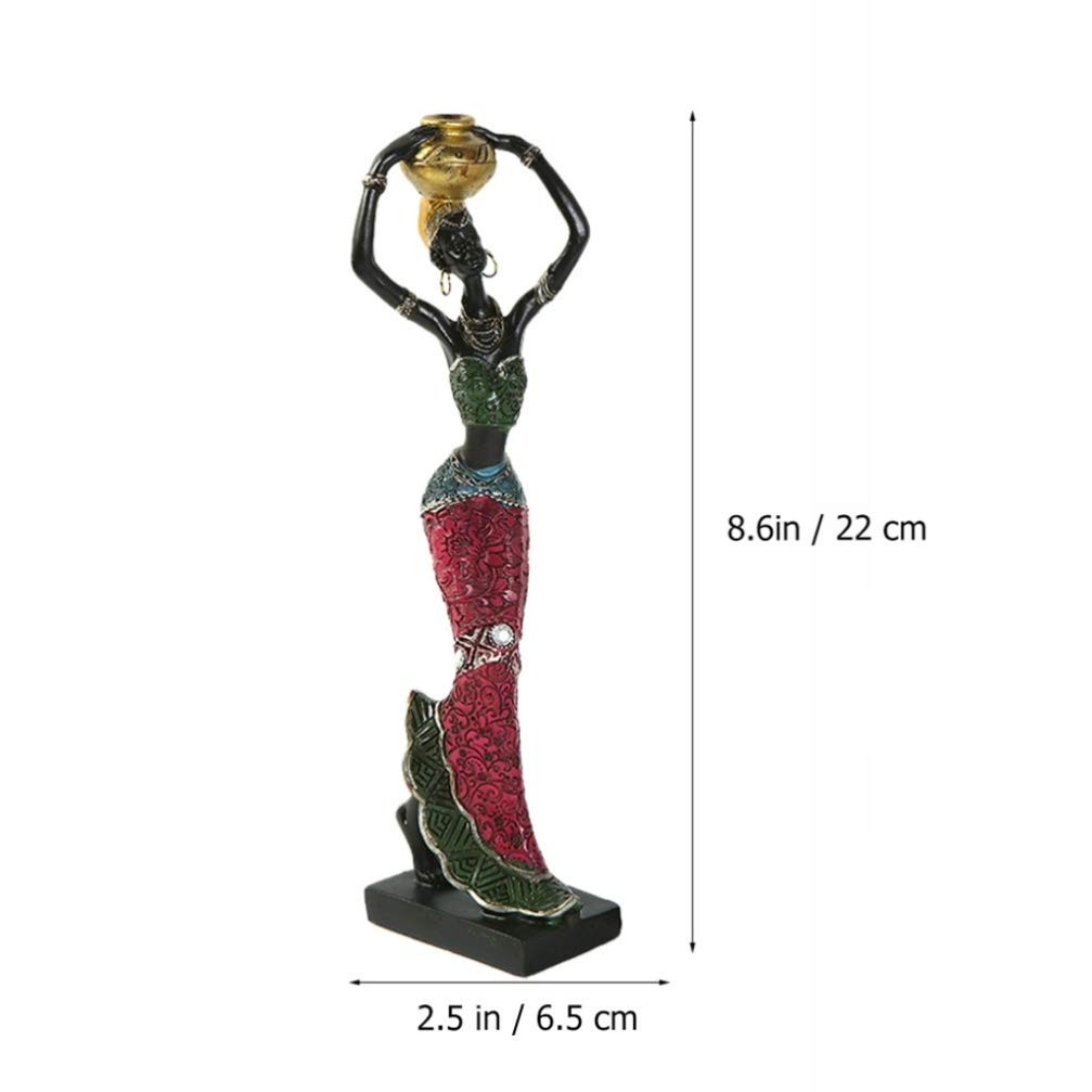 WINOMO 2 Stück Afrikanische Dame Skulptur Stammes Dame Figur Statuen Harz Handwerk Sammlung Statue Vintage Desktop-Ornamente