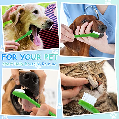 Image of Honeydak Dog Toothbrush Bulk Dual Headed Dental Brushes Dogs Tooth Brushing Kit Long Handle Pet Tooth Brush for Puppy Large Small Cats and Most Pets Teeth Cleaning Dental Supplies(70 Pcs,Green)