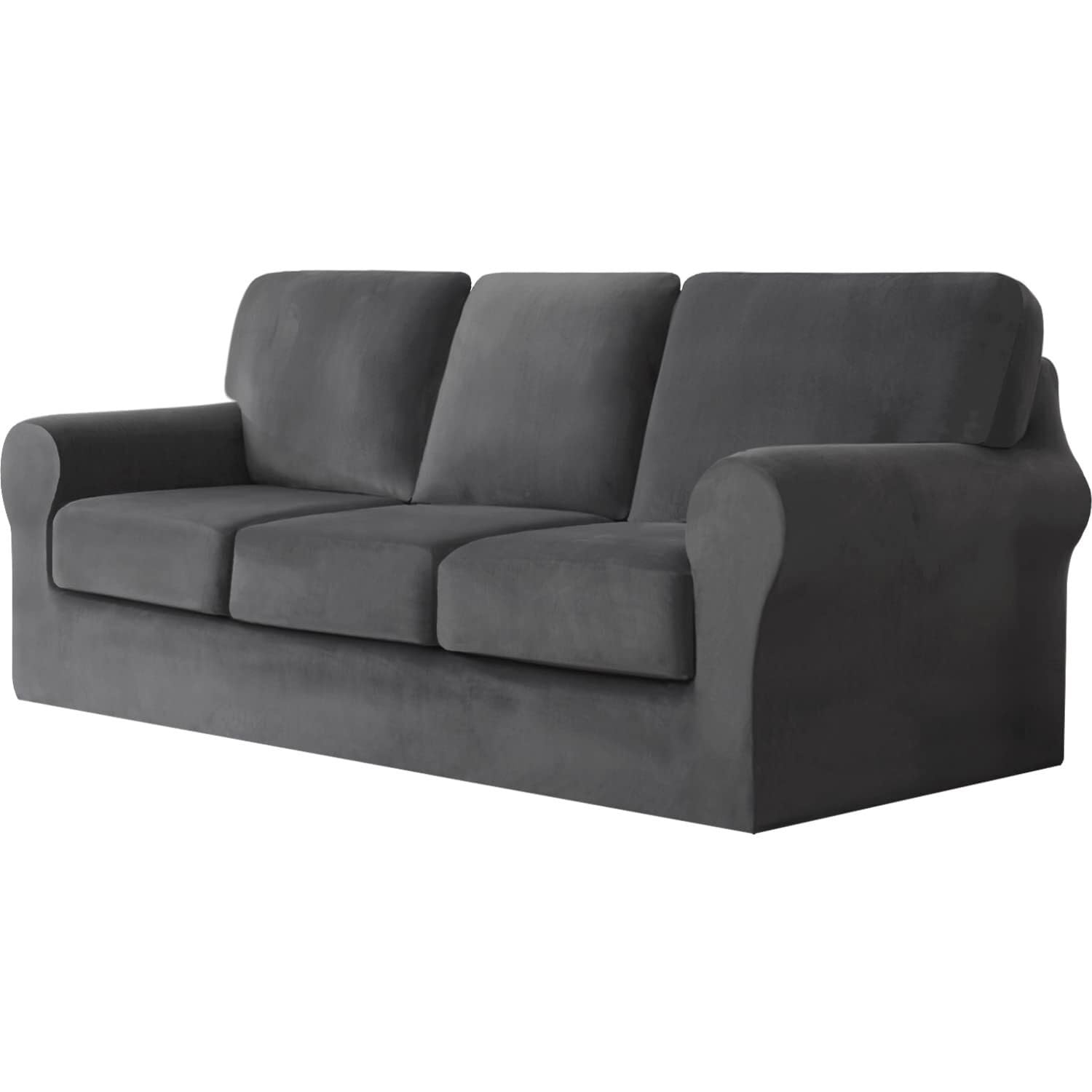 SDYdsgE sofa cover， Stretchy 2 Seater Sofa Cover with Separate Cushions and Backrest Covers Nero Fits 3 Posti(Grigio Scuro.)