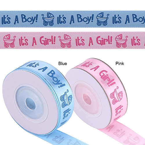 Pack of 2 Roll/10 Yard IT is A BOY/Girl Baby Shower Christening Party Favor Gift Stain Ribbon (Blue) - Image 2