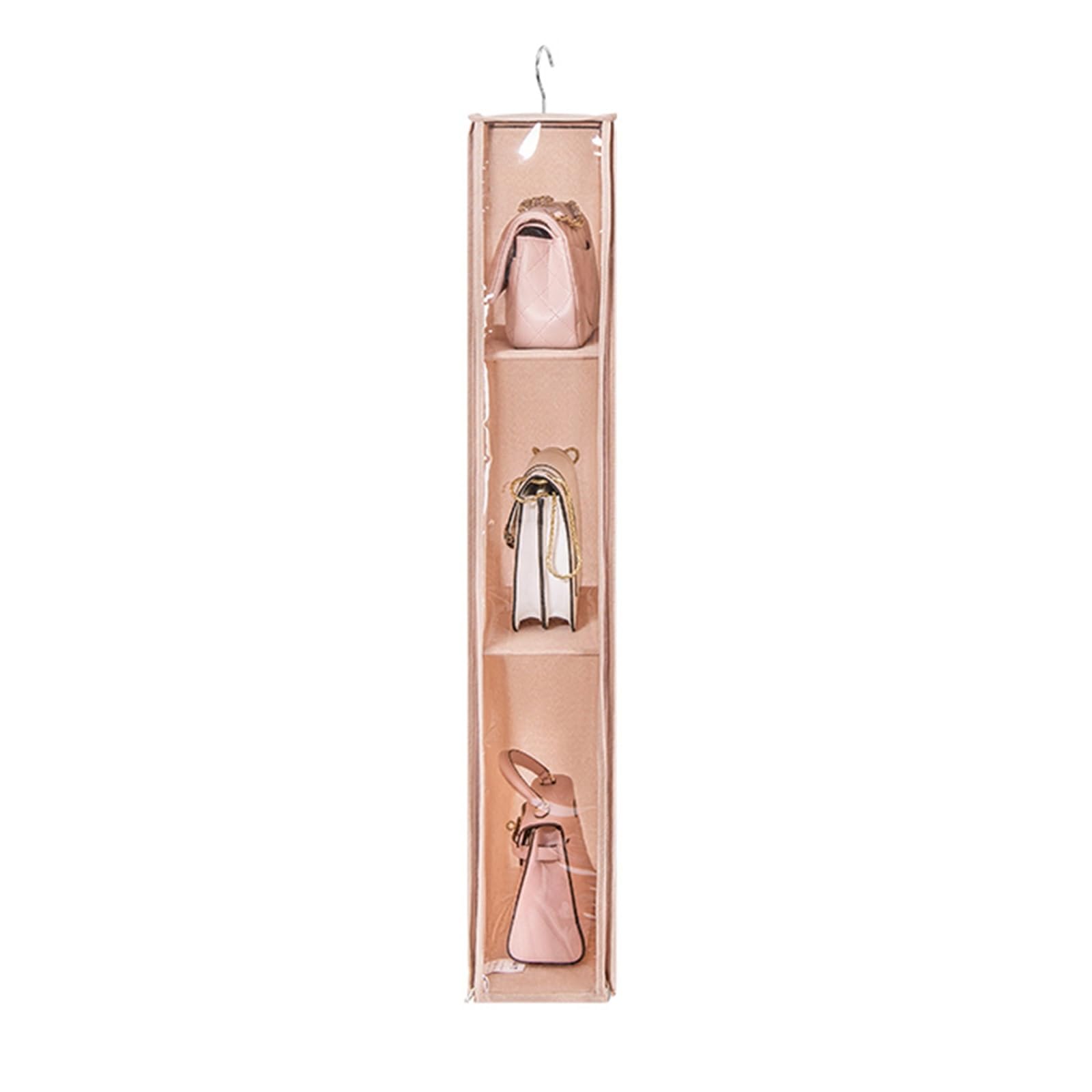 Jxxuiruieen Pink Hanging Shelves 3 Tier Closet Purse Organizer Hanging Handbag(105X16x39cm)