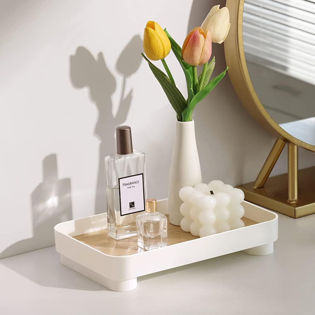 Rectangle Bathroom Tray, Countertop Organizer Trays 9.45" Vanity Counter Tray Cosmetic Holder Decorative Tray Dresser Tray for Ornament,Candle, Lotion Bottle, Cosmetics : Home & Kitchen