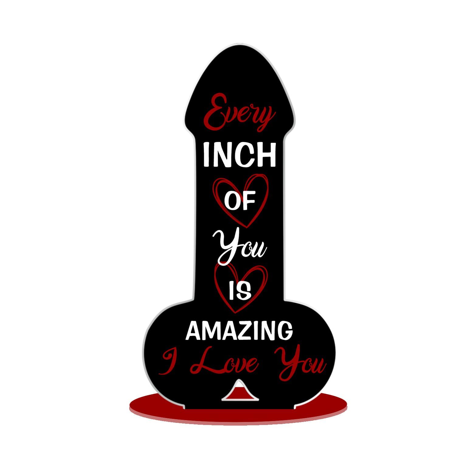 Fun and Romantic 'Every Inch of You is Amazing' – Ideal for Personalised Gifts for Him or Her – Perfect for Valentine's Day, Anniversary, or Just Because, (Black, Acrylic 13.5cm x 7cm)