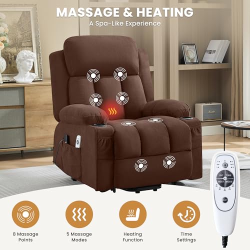 Sillón reclinable eléctrico con masaje Marrón miniatura 6
