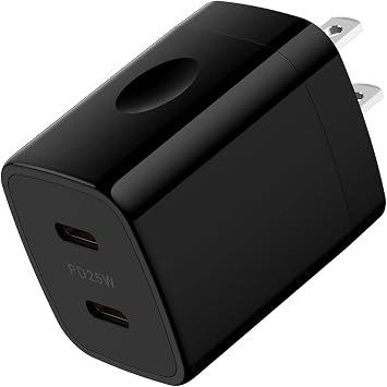 AILKIN Type-C USB Charger, 25W Fast Charger, 2-Port Type-C*2, Compatible with iPhone 16, Type-C Charger, Type C Outlet PD3.0 Compatible/Gan Adopted/PPS Fast Charging Supported/PSE Certified