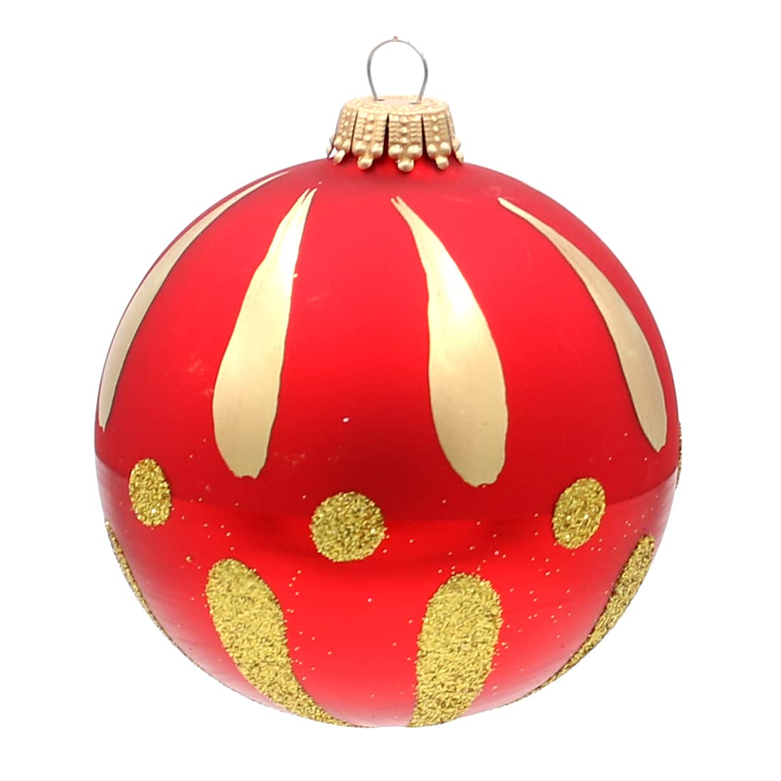 Dekohelden24 Christbaumschmuck 4er Set - Rote Glaskugeln Mit Schneeflocken, 7cm