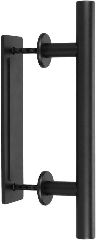 Homevol Stainless Steel 304 Barn Door Handle Pull Set for Interior and Exterior Doors-12 inches (Black)