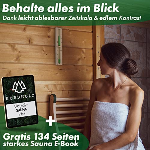 Sauna Sanduhr 15 Minuten 100% nordischer Fichte mit grüner Kontrastfarbe – Ansicht 5