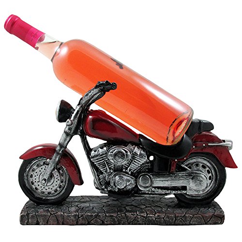 Vintage Motorcycle Wine Bottle Holder Sculpture for Classic Chopper & Cycle Model Statues