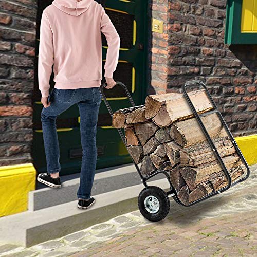 Rovsun Firewood Cart Wood Hauler Fireplace Log Carrier Mover thumb #7
