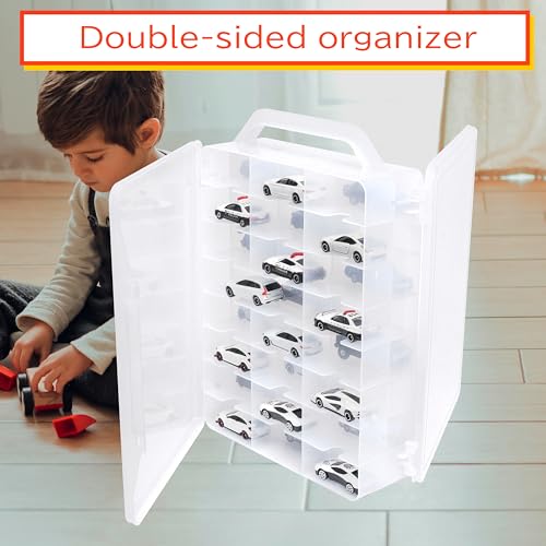 YYDS 48-Car Storage Case with Handle,Double Sided Storage Case for Toy Cars, Matchbox Cars,1:64 Scale Toy Model Cars,Toy Car Storage Organizer Case Compatible with Hot Wheels,CASE ONLY