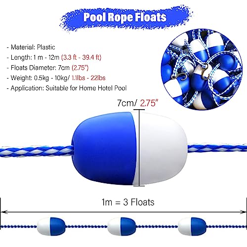Cuerda y flotador de seguridad para piscina 7m azul blanco miniatura 2