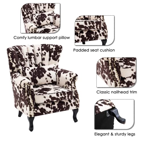 chairus-Mid-Century-Modern-Accent-Chair-Comfy-Single-Sofa-Chair-Channel-Back-Armchair-with-Small-Pillow-for-Living-Roon-Bedroom-Club-Velvet-Cow chairus Mid Century Modern Accent Chair Comfy Single Sofa Chair Channel Back Armchair with Small Pillow for Living Roon Bedroom Club Velvet Cow