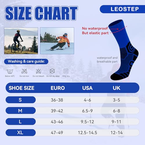 LEOSTEP 3-Schicht Wasserdichte Socken für Wanderen Hochleistungs-Outdoor-Sportsocken, Geeignet für Radfahren, Skifahren, Mountainbiken, Golf, Laufen, Wandern, Angeln