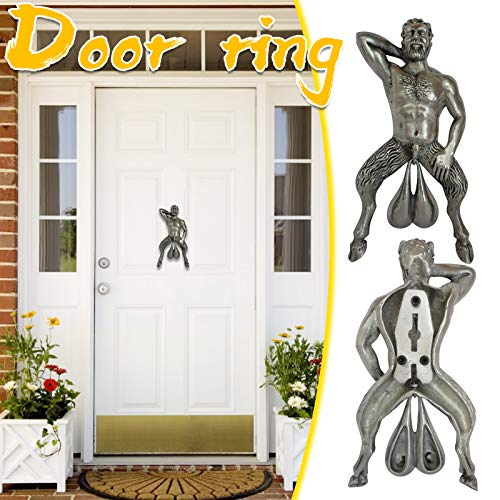 Door Knocker Satyr Balls Funny Gag Gift for Him Phallus Figure Doorbell Fertility Symbol Pan Roman Hardware Accessories Hangin Decoration Door Knocker Sculpture for The Home Patio Lawn - Thumbnail 2