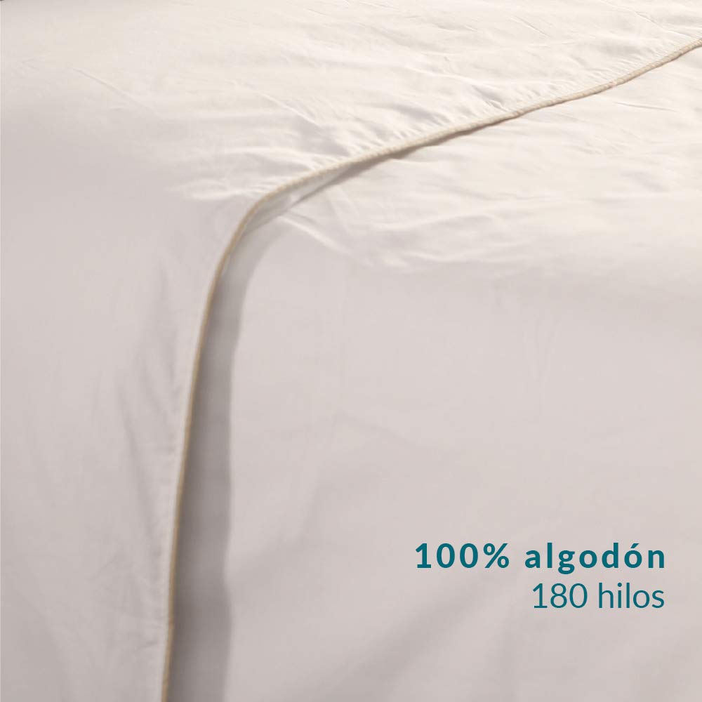 Housse De Couette 180x220 Cm – 50% Coton 50% Polyester – Blanche – Douce Et Respirante – Fabriquée En Espagne