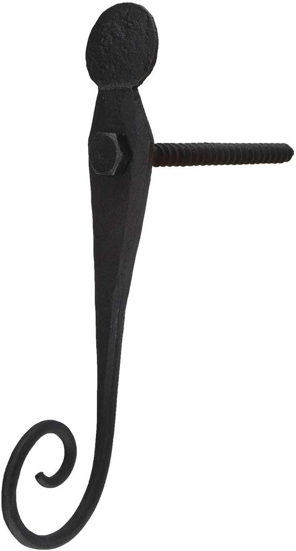 Pair of Forged Iron English Rat Tail Shutter Dogs - Lag Mounted