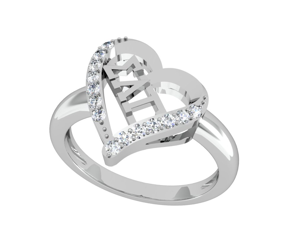 Greek StarSigma Lambda Gamma Heart Silver Ring