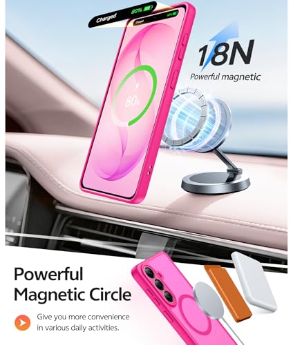 Image of FNTCASE for Samsung Galaxy S26 Case: [Fit for Magsafe] [Full Camera Protection & Screen Protector] Translucent Matte Military Grade - Shockproof Protective Phone Cover for Samsung S 26 - Hot Pink
