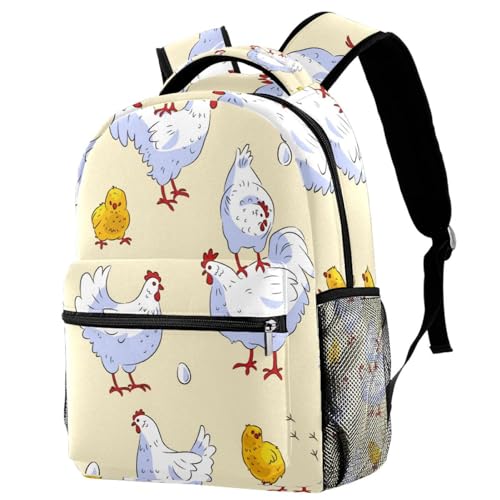 Sac de voyage décontracté et scolaire au motif coq blanc pour les sorties d'école