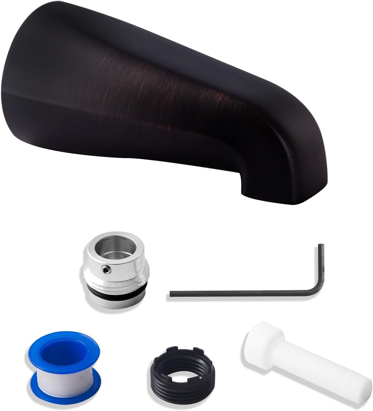 5" Non-Diverter Tub Spout with 4 in 1 Adapter,Universal fit 1/2" Copper Slip, 1/2" Iron Pipe(Long and Short stub Out), and 3/4" Iron Pipe Connections, Easy Installation, Matte Black