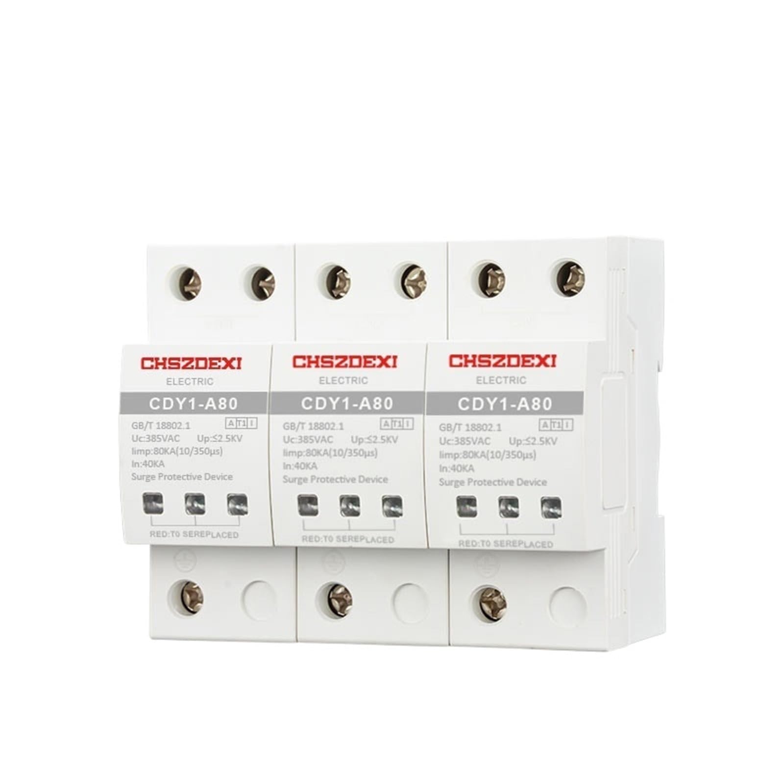 Protection contre les surtensions 10/350 µs via parasurtenseur triphasé 3P-80KA industriel