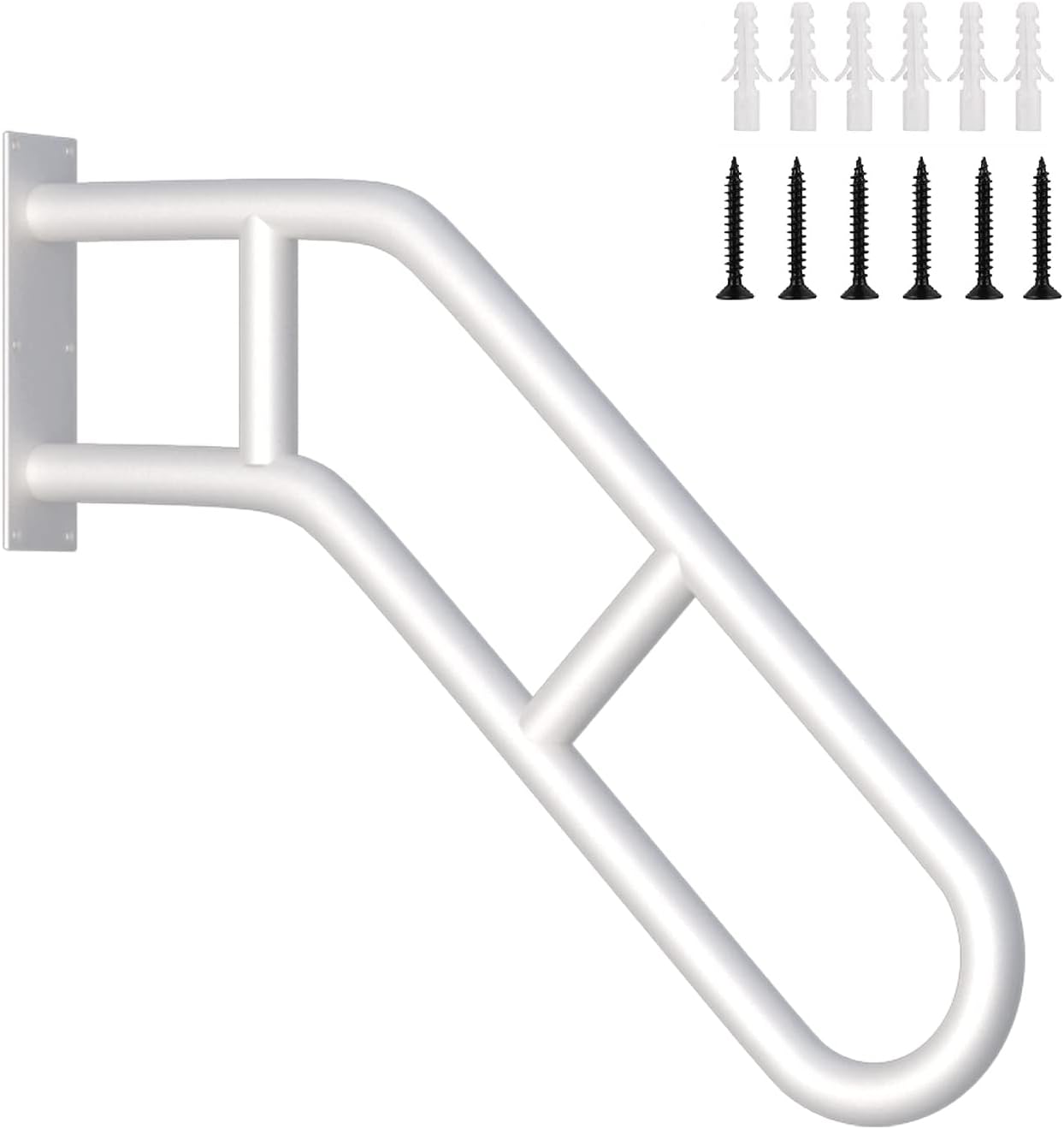 アップグレード 階段手すり 1-3段用 27インチ ベント手すり 屋外階段用 壁取り付け階段手すり U字型 安全手すり 滑り止めクロ