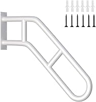 Ironlux 27" Upgraded U-Shaped Stair Handrails for 1-3 Steps - Bent Wall Mounted Safety Grab Bar with Anti-Skid Crossbars for Garage, Porch, Outdoor