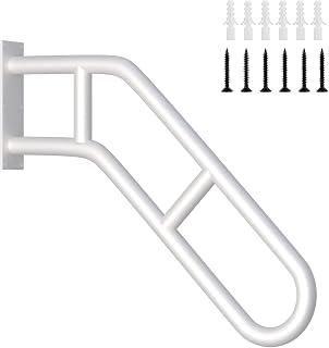 Ironlux 27" Upgraded U-Shaped Stair Handrails for 1-3 Steps - Bent Wall Mounted Safety Grab Bar with Anti-Skid Crossbars for Garage, Porch, Outdoor