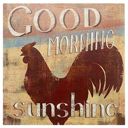 Barnyard Designs 'Good Morning Sunshine' Rooster Retro Vintage Tin Bar Sign Country Home Decor 11" x 11"