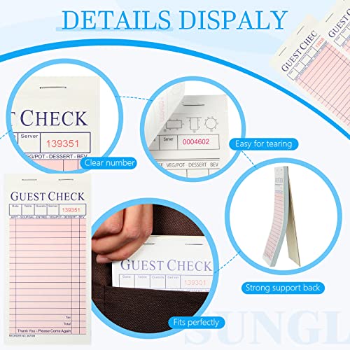 40 Pack Guest Check Books For Servers, 2 Part Guest Check Pads Server Pads Checkbooks For Restaurant Waitress Waiter, Commercial Check Note Pads For Waitress Waiter, 50 Sheet Per Server Pad Total 2000 #TOP4