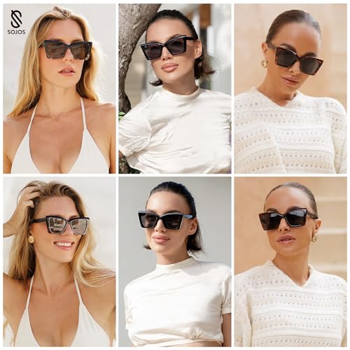 SOJOS Trendy Oversized Cateye Sunglasses Womens UV400 Large Designer Shades Lentes De Sol Para Mujer SJ23472