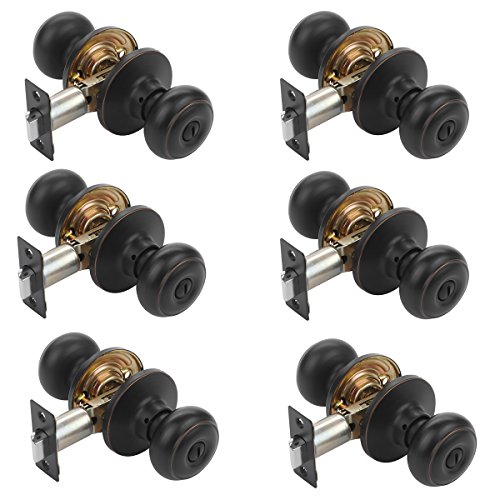 Dynasty Sierra Privacy Door Knob Aged Oil Rubbed Bronze Bed and Bath Keyless Door Handles Contractor Pack (6 Pack)