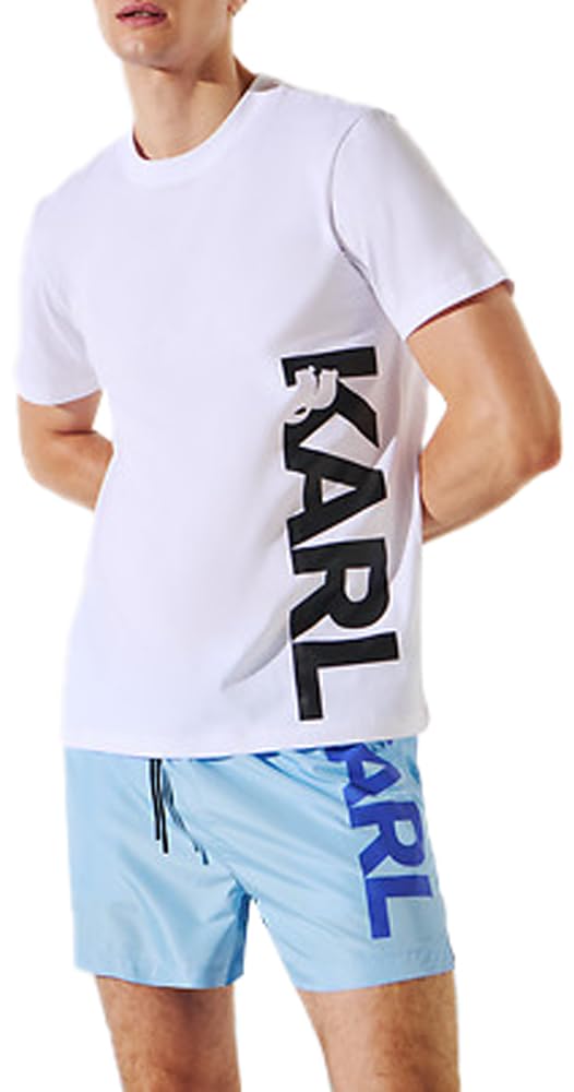 KARL LAGERFELD B.V Men's Lagerfeld Karl Vertical Logo T-Shirt, White, XL