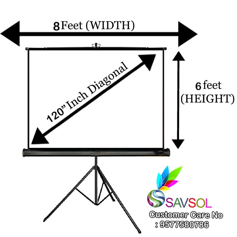 Image of SAVSOL 120 Inch Cineview Series Tripod Type Projector Screen, Supports UHD, 3D and 4K Ready Technology-(8ftx6ft, 4:3 Aspect Ratio)#1