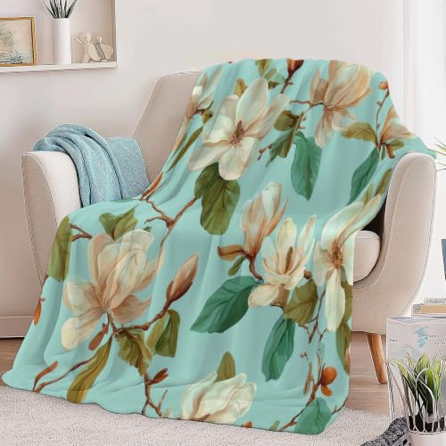Plaid campagne pastorale couverture douce chaude fleurs magnolia 3D - 4