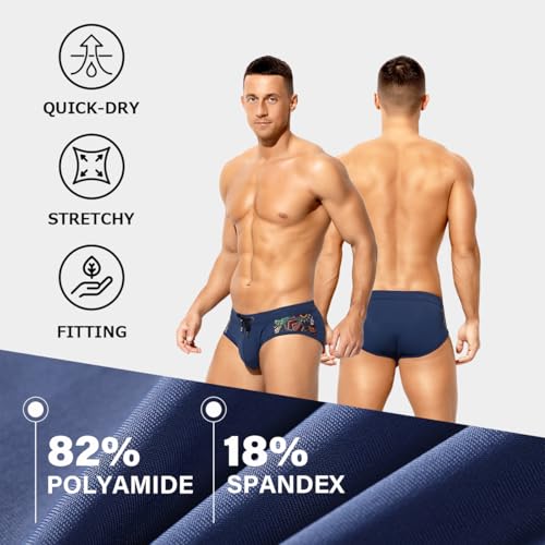 Arjen Kroos Men's Swimsuit Printed Swim Briefs Pattern Bikini Swimwear with Drawstrings and Lined Pouch3