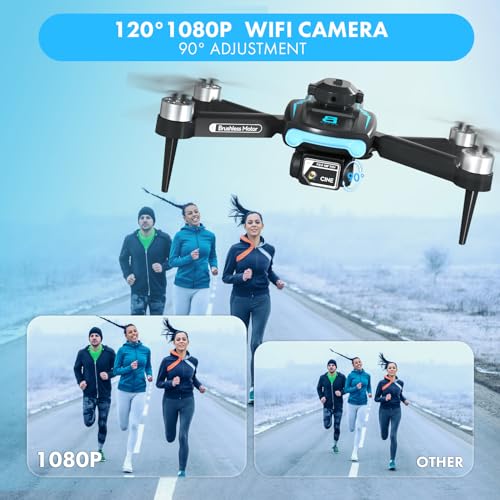 Drone com câmera para adultos 1080p HD, mini drone com prevenção de obstáculos, 50 minutos de tempo de voo, quadricóptero RC dobrável com motor sem escovas para iniciantes, drone de... glide