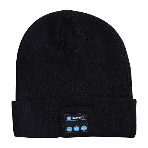 TININNA Bonnet d'hiver,Chapeau de Musique Bluetooth en Tricot écouteurs Stéréo et Microphone sans Fil Mains Libres Talking Casquette pour iPhone Samsung Android et iPad Noir