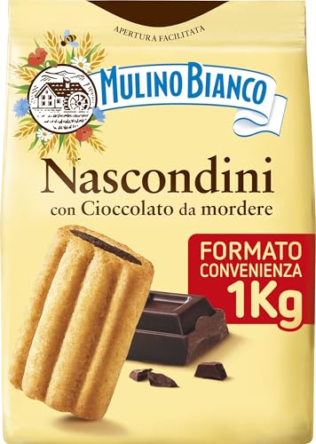 Mulino Bianco Biscotti Frollini Nascondini con Cioccolato da Mordere, Senza Olio di Palma, Colazione Ricca di Gusto, 1 Kg