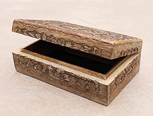 ARTISENIA Father's Day Gifts Tree of Life Mango Wood Keepsake Box Jewellery with Inner Velvet Chest Organizer Tarot Card Decks Unique Gift Ideas for Women Small