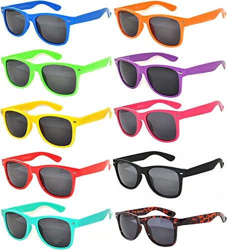 10 Pack Retro’80 Vintage Smoke Lens Sunglasses Many Colors Frame