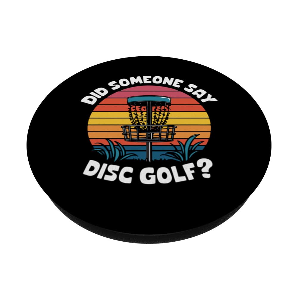 Retro Disc Golf Basket, Did Someone Say Disc Golf PopSockets Swappable PopGrip, Black - Image 2
