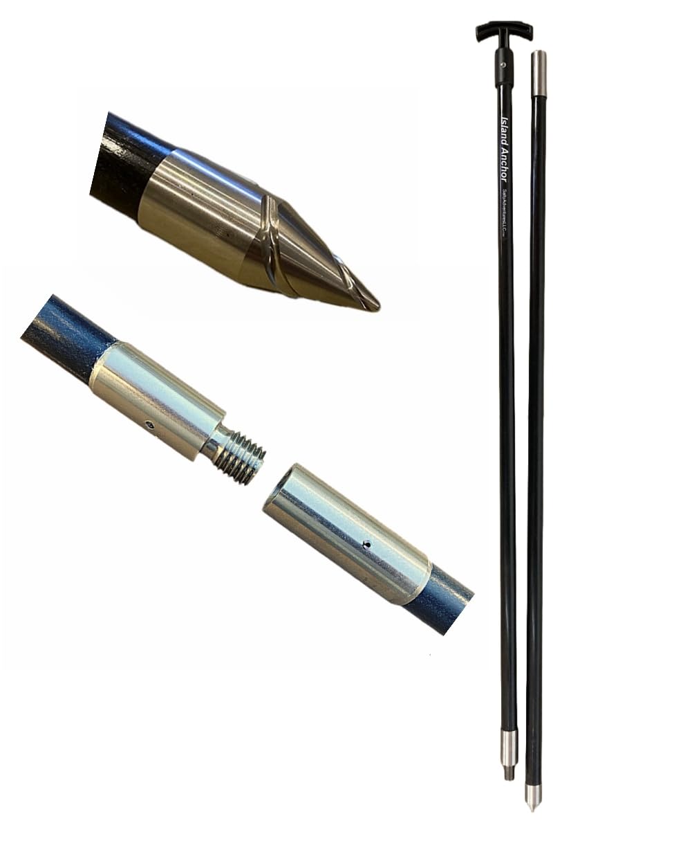 Island Anchor - 1" x 8' - 2 Piece - Shallow Water Anchor Pole : Built for Larger Boats : Securely Anchor on the Beach, Sandbar or in Shallow Water
