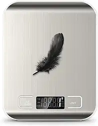 Balança de Cozinha Digital em Aço Inox Resistente, Base Antiderrapante, Alta Precisão para Alimentos, Visor LCD Iluminado, Multifunções, Pesagem Precisa de 1g a 10kg, Resistente à Água