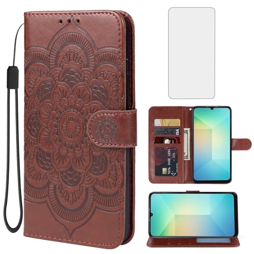 Housse Galaxy A06 Samsung Coque en cuir gravé Mandala élégante et complète