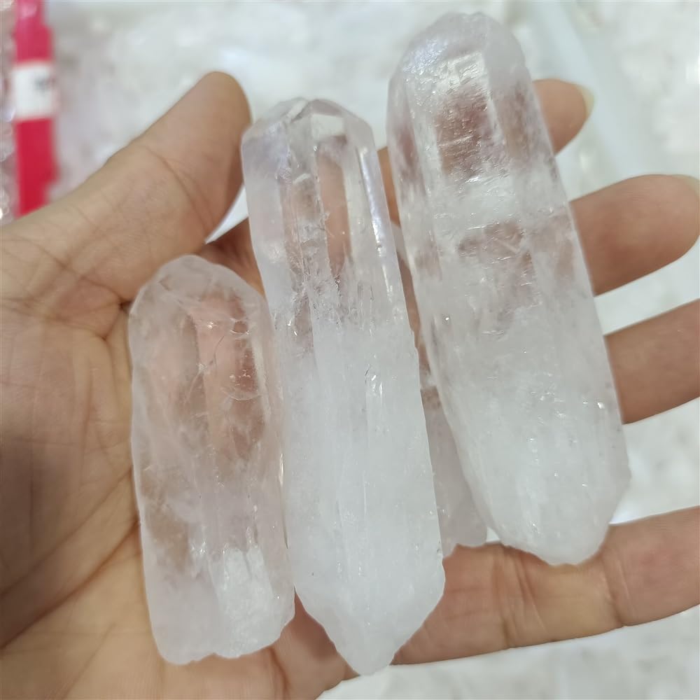 AUOQKQUT White Crystal Cluster Strip Ore DIY Decorative Landscape Demagnetization Ornaments (Size : 500g)