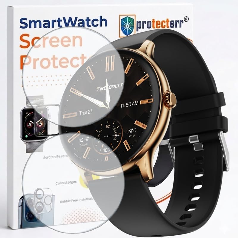 Image of 2-Pack Screen Protector for Fire Boltt Phoenix Pro 1.39 inch Smartwatch - Flexible TPU Screen Guard, HD Clear, Anti Scratch, Bubble Free, Full Coverage Film - Not Tempered Glass