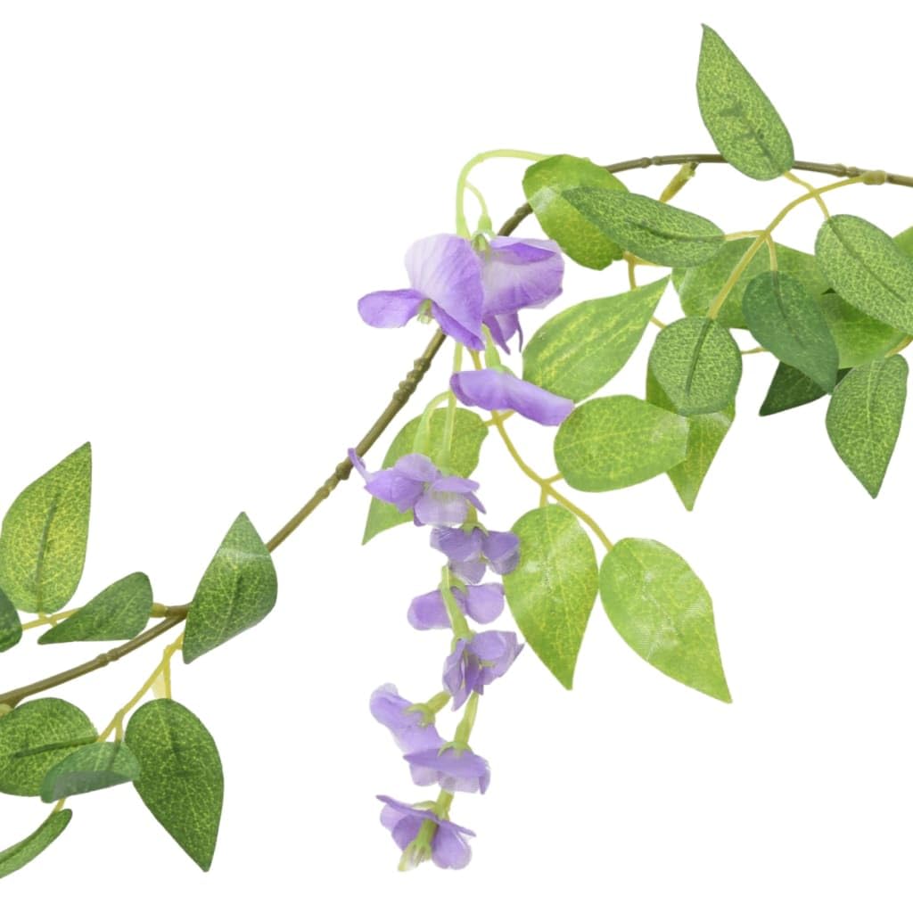 6X Künstliche Blumengirlande Lila 200 cm - Seidenblumen für Hochzeit, Party, Deko, Wanddekoration, Balkon, Innen- und Außenbereich