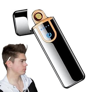 Drumstone 𝟏𝟓 𝐘𝐄𝐀𝐑𝐒 𝐖𝐀𝐑𝐑𝐀𝐍𝐓𝐘 Rechargeable USB Touch Ignition Lighter | Windproof Plasma Electric Lighter for Cigarettes | Flameless, Portable & Stylish (Black) Long-Lasting Charging